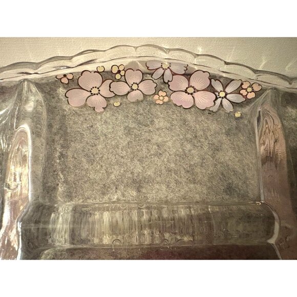 BlancStone Reverse Painted Dish W/Flowers  12.25 x 7.5" # 3009 - Picture 3 of 4